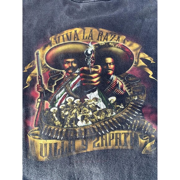 vintage 90s Viva la Raza Pancho Villa  and Emiliano Zapata tee Size XL by ODM - Picture 4 of 9